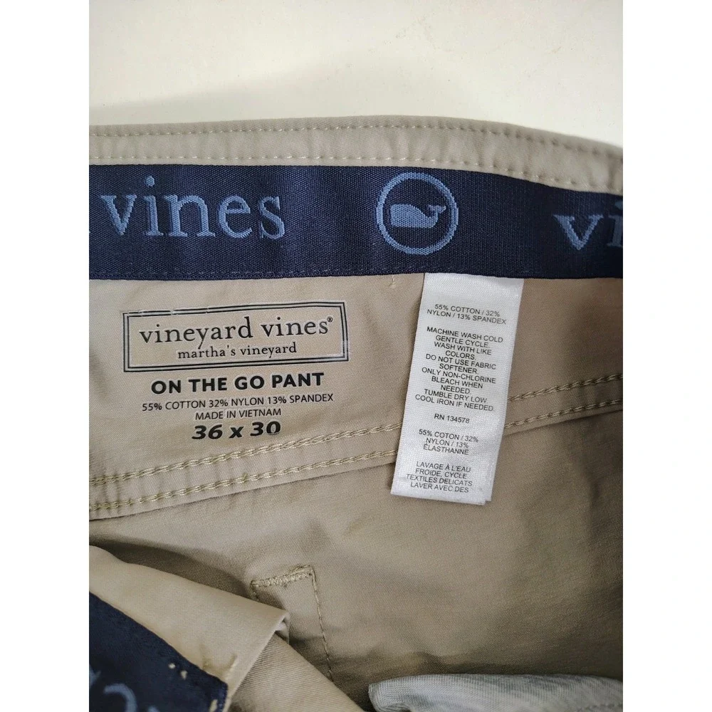 Vineyard Vines Pants Mens 36x30 Beige On-The-Go OTG 5 Pocket Golf Office Stretch